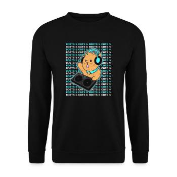Cat DJ Boots And Cats Gift - Unisex Sweatshirt - black - Front - Alina (178cm) & Michal (187cm)