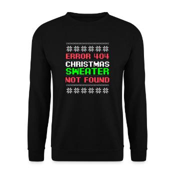 Programmer Christmas Ugly Sweater Not Found Gift - Unisex Sweatshirt - black - Front - Alina (178cm) & Michal (187cm)