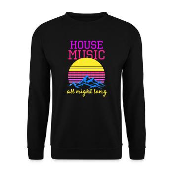 Techno House House Music All Night Long Gift - Unisex Sweatshirt - black - Front - Alina (178cm) & Michal (187cm)