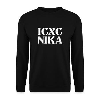 Orthodoxe IC XC NI KA Geschenk - Unisex Pullover - Schwarz - Vorne - Alina (178cm) & Michal (187cm)