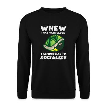 Drôle de tortue a presque dû socialiser - Sweat-shirt Unisexe - noir - Devant - Alina (178cm) & Michal (187cm)