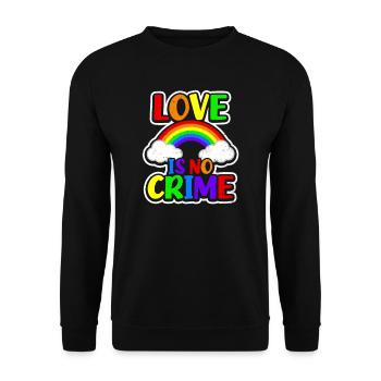 Valentinstag LGBTQ Flagge Liebe ist kein Verbrechen - Unisex Pullover - Schwarz - Vorne - Alina (178cm) & Michal (187cm)