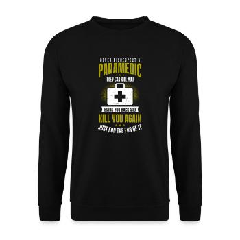Sanitäter töten und zurückbringen - Unisex Pullover - Schwarz - Vorne - Alina (178cm) & Michal (187cm)
