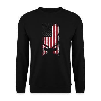 Hunting American Flag - Unisex Sweatshirt - black - Front - Alina (178cm) & Michal (187cm)