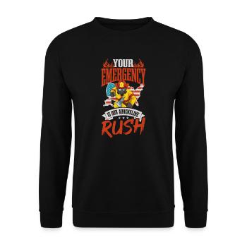 4th July Firefighter Our Adrenaline Rush - Unisex Sweatshirt - black - Front - Alina (178cm) & Michal (187cm)