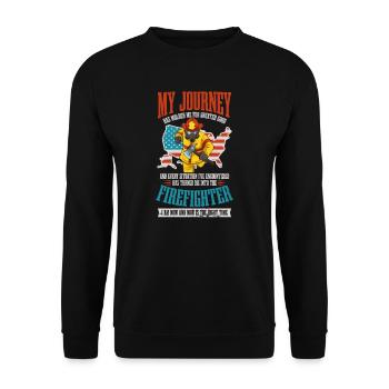 4 juillet Un pompier m’a façonné pour le plus grand bien - Sweat-shirt Unisexe - noir - Devant - Alina (178cm) & Michal (187cm)
