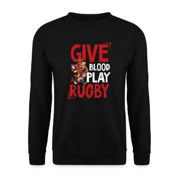 Rugby Blood Play Rugby - Sweat-shirt Unisexe - noir - Devant - Alina (178cm) & Michal (187cm)