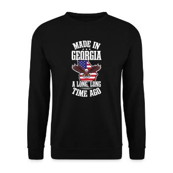 Georgia Pfirsich in Georgia Long Time Ago Flagge - Unisex Pullover - Schwarz - Vorne - Alina (178cm) & Michal (187cm)
