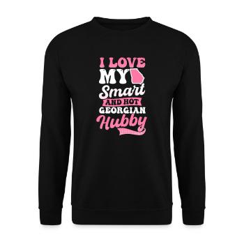 Georgia Peach Liebe mein schlauer heißer Ehemann - Unisex Pullover - Schwarz - Vorne - Alina (178cm) & Michal (187cm)