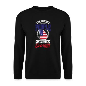 Georgia Peach Coolest People Live Flagge - Unisex Pullover - Schwarz - Vorne - Alina (178cm) & Michal (187cm)