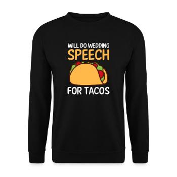 Redner wird Hochzeitsrede für Tacos halten - Unisex Pullover - Schwarz - Vorne - Alina (178cm) & Michal (187cm)