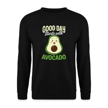 Avocado Good Day Start With Avocado - Unisex Sweatshirt - black - Front - Alina (178cm) & Michal (187cm)