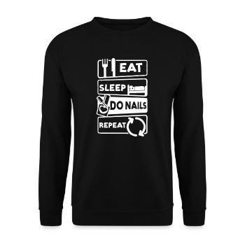 Nail Tech Eat Sleep Do Nails Répéter - Sweat-shirt Unisexe - noir - Devant - Alina (178cm) & Michal (187cm)