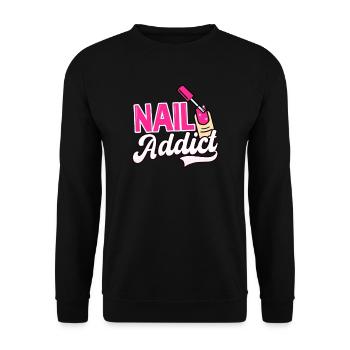 Nail Tech Nagelsüchtig - Unisex Pullover - Schwarz - Vorne - Alina (178cm) & Michal (187cm)