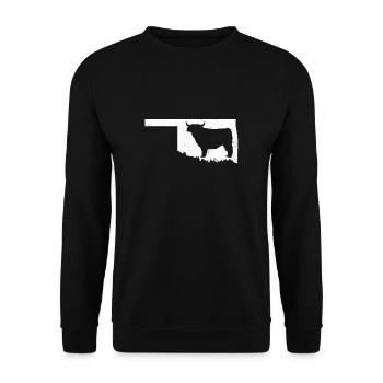 Highland Cow Patriotic Oklahoma 4. Juli - Unisex Pullover - Schwarz - Vorne - Alina (178cm) & Michal (187cm)