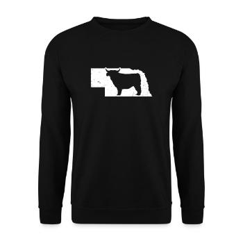 Highland Cow Patriotic Nebraska 4. Juli - Unisex Pullover - Schwarz - Vorne - Alina (178cm) & Michal (187cm)