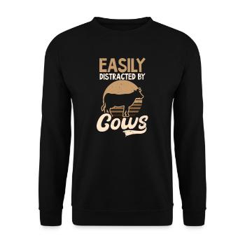 Cow Whisperer Easily Distracted By Cows - Unisex Sweatshirt - black - Front - Alina (178cm) & Michal (187cm)