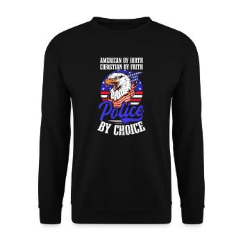 4. Juli Polizist Amerikanische Christliche Polizei - Unisex Pullover - Schwarz - Vorne - Alina (178cm) & Michal (187cm)
