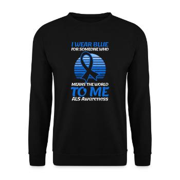 Als Awarenesss Wear Blue Someone World For Me - Unisex Pullover - Schwarz - Vorne - Alina (178cm) & Michal (187cm)