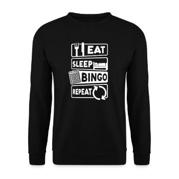 Bingo Queen Eat Sleep Bingo Répéter - Sweat-shirt Unisexe - noir - Devant - Alina (178cm) & Michal (187cm)