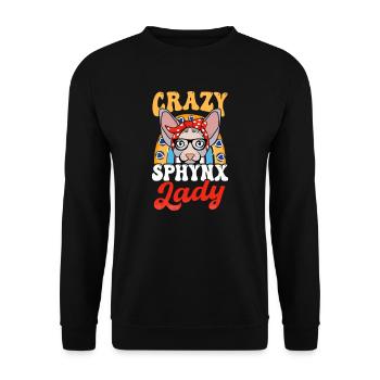 Sphynx Katze Verrückte Sphynx Dame - Unisex Pullover - Schwarz - Vorne - Alina (178cm) & Michal (187cm)