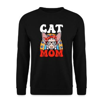 Sphynx Katze Bandana Katze Mama - Unisex Pullover - Schwarz - Vorne - Alina (178cm) & Michal (187cm)