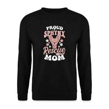 Sphynx Katze Stolze Sphynx Rettung Mama - Unisex Pullover - Schwarz - Vorne - Alina (178cm) & Michal (187cm)
