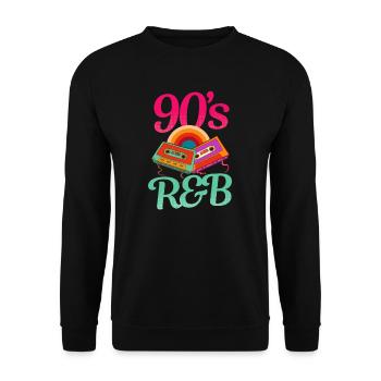 Ich liebe die 90er Jahre Vintage 90s R & B Kassette - Unisex Pullover - Schwarz - Vorne - Alina (178cm) & Michal (187cm)