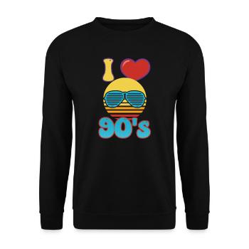 J’aime les années 90 J’aime le cœur des années 90 - Sweat-shirt Unisexe - noir - Devant - Alina (178cm) & Michal (187cm)