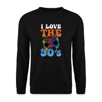 J’aime les années 90 J’aime le lecteur de cassette des années 90 - Sweat-shirt Unisexe - noir - Devant - Alina (178cm) & Michal (187cm)