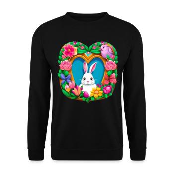 Easter Heart White Colorful Flowers - Unisex Sweatshirt - black - Front - Alina (178cm) & Michal (187cm)