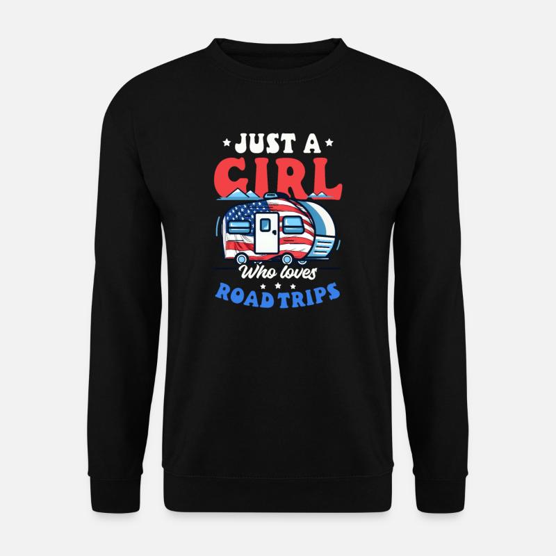 Roadtrip-Mädchen liebt Roadtrips - Unisex Pullover - Schwarz