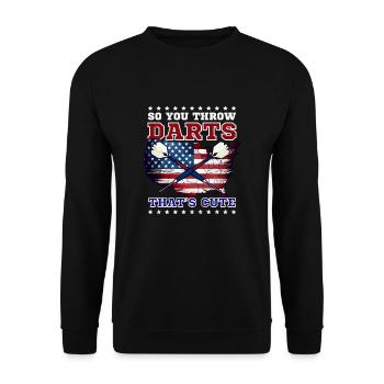 Dart You Throw Darts Cute - Unisex Sweatshirt - black - Front - Alina (178cm) & Michal (187cm)