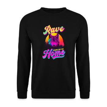 Edm Rave Rave Hard Go Home - Unisex Sweatshirt - black - Front - Alina (178cm) & Michal (187cm)