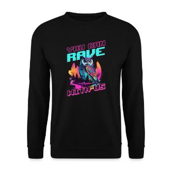 Edm Rave You Can Rave Owl - Unisex Sweatshirt - black - Front - Alina (178cm) & Michal (187cm)