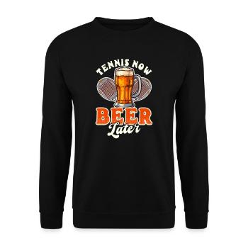 Tennisspieler Tennis jetzt Bier später - Unisex Pullover - Schwarz - Vorne - Alina (178cm) & Michal (187cm)