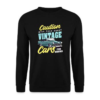 Un mécanicien automobile parlera de voitures anciennes - Sweat-shirt Unisexe - noir - Devant - Alina (178cm) & Michal (187cm)