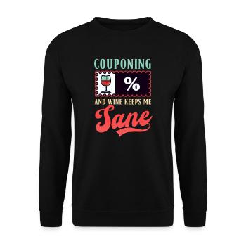 Couponer Couponing Wine Keeps Me Sane - Unisex Sweatshirt - black - Front - Alina (178cm) & Michal (187cm)