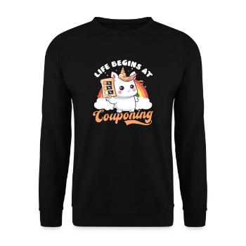 Couponer Begins At Couponing Unicorn - Unisex Sweatshirt - black - Front - Alina (178cm) & Michal (187cm)