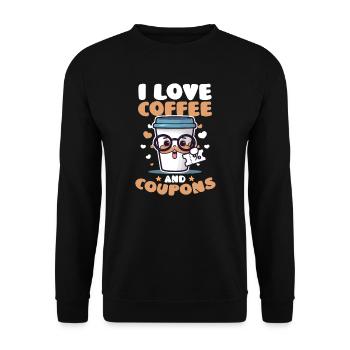 Couponer Love Coffee Et Coupons - Sweat-shirt Unisexe - noir - Devant - Alina (178cm) & Michal (187cm)