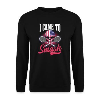 Badmintonspieler, den ich kam, um die amerikanische Flagge zu zertrümmern - Unisex Pullover - Schwarz - Vorne - Alina (178cm) & Michal (187cm)