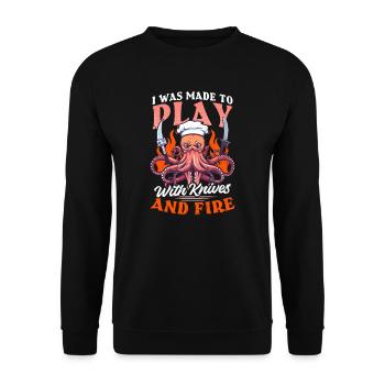 Jeu de couteau de chef avec des couteaux et du feu - Sweat-shirt Unisexe - noir - Devant - Alina (178cm) & Michal (187cm)