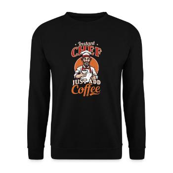 Kochmesser Chefkoch Fügen Sie einfach Kaffee hinzu - Unisex Pullover - Schwarz - Vorne - Alina (178cm) & Michal (187cm)