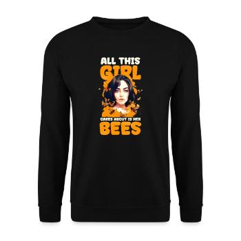 Beekeeper Girl All Cares About Bees - Unisex Sweatshirt - black - Front - Alina (178cm) & Michal (187cm)