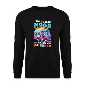 Vendeur de crème glacée Bonne humeur Sponsorisé par Ice Cream - Sweat-shirt Unisexe - noir - Devant - Alina (178cm) & Michal (187cm)