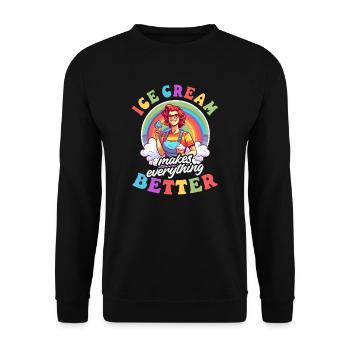 Un vendeur de crème glacée améliore tout - Sweat-shirt Unisexe - noir - Devant - Alina (178cm) & Michal (187cm)