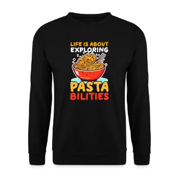 Amateur de pâtes explorant les pâtes - Sweat-shirt Unisexe - noir - Devant - Alina (178cm) & Michal (187cm)