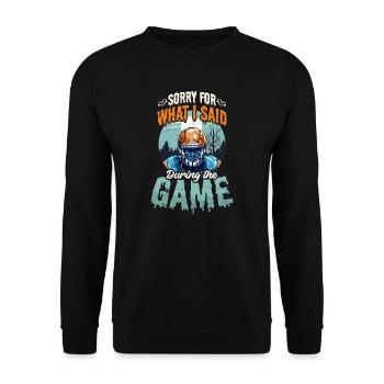 Fußball Halloween Tut mir leid, was ich während des Spiels gesagt habe - Unisex Pullover - Schwarz - Vorne - Alina (178cm) & Michal (187cm)