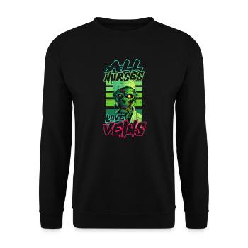 Halloween-Krankenschwester Alle Krankenschwestern lieben Venen - Unisex Pullover - Schwarz - Vorne - Alina (178cm) & Michal (187cm)