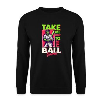 Baseball Halloween Take Me Out Ballspiel - Unisex Pullover - Schwarz - Vorne - Alina (178cm) & Michal (187cm)